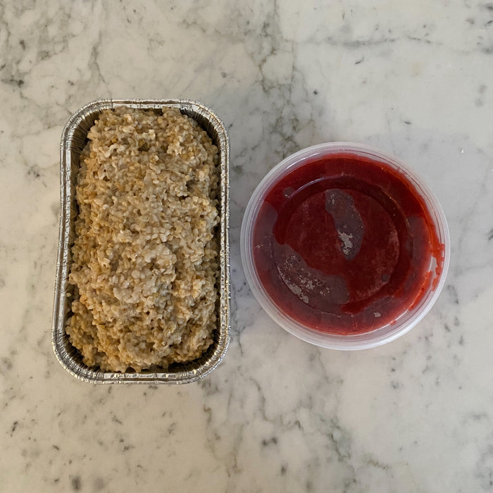 Oat Loaf with Strawberry Rhubarb Compote